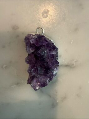 Amethyst Crystal Cluster Pendant - Purple